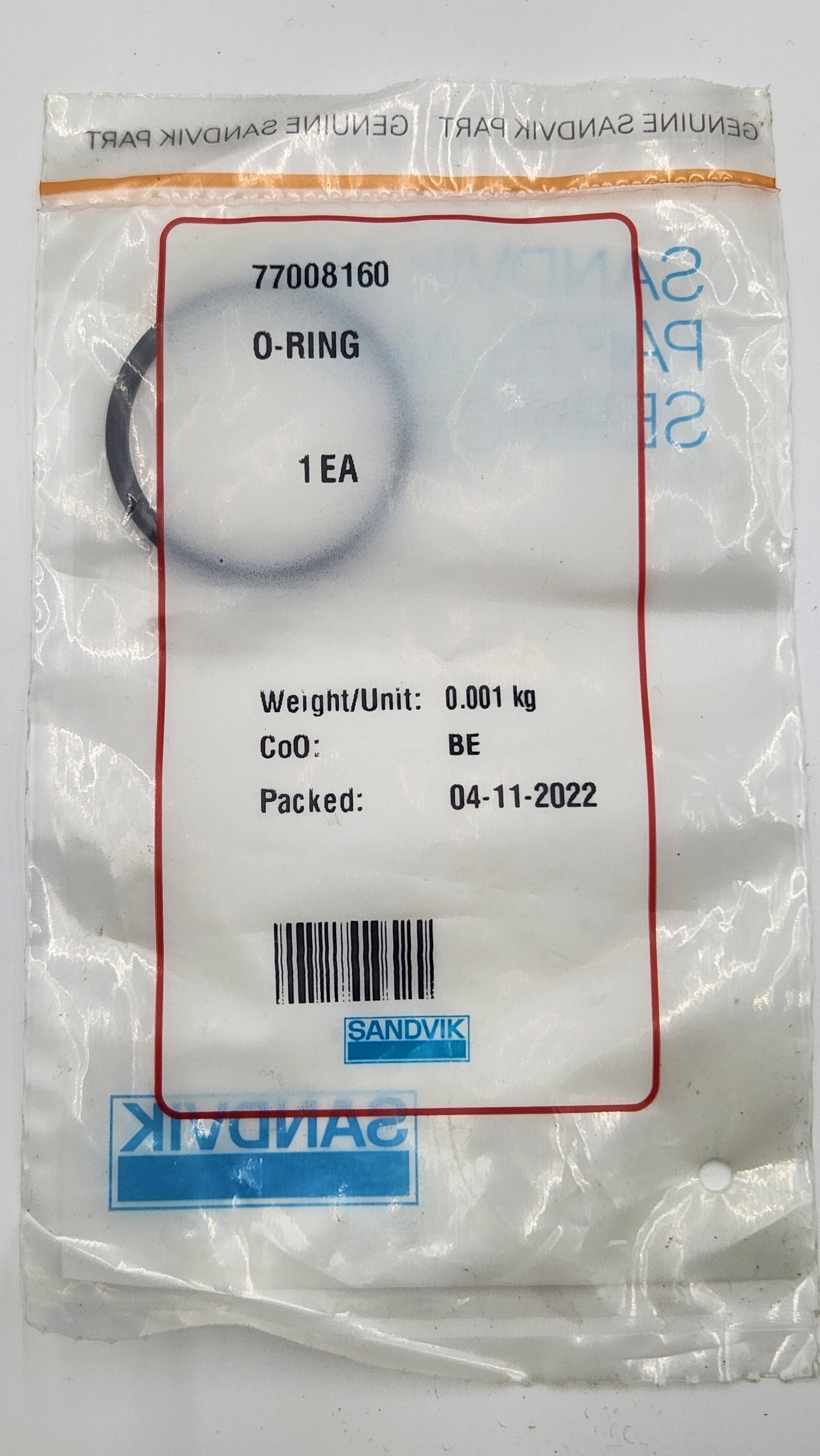 Sello O-Ring Sandvik 77008160